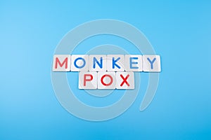 Word MONKEYPOX and MPOX on blue background photo